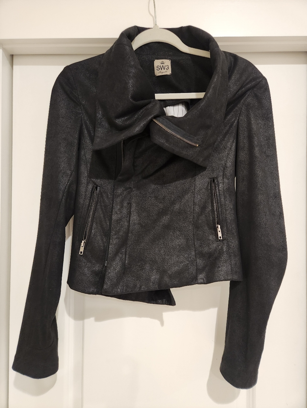 SW3 Bespoke Black Draped Moto Jacket